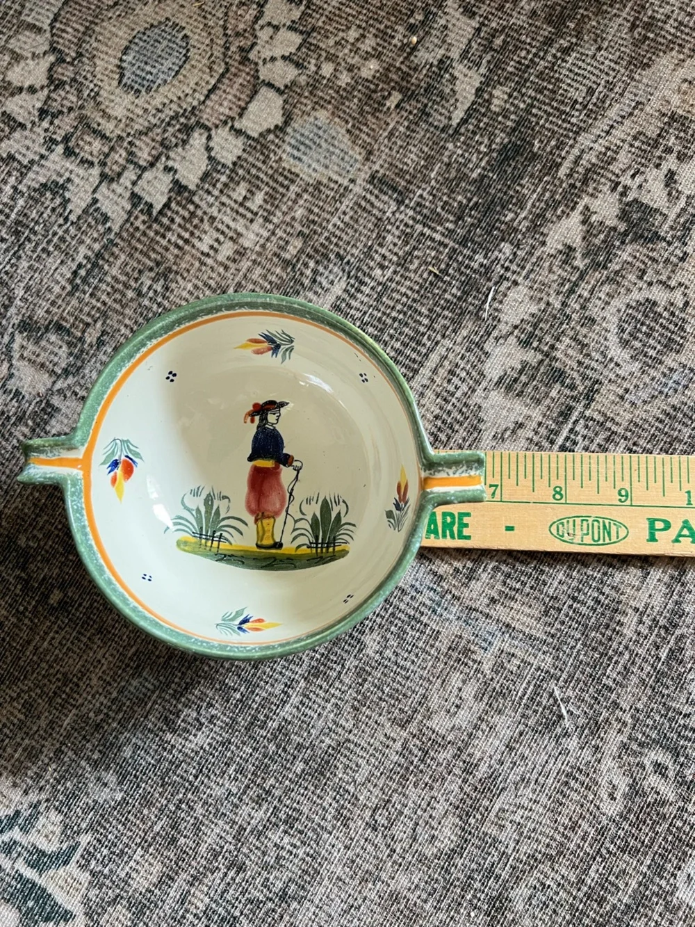 Antique Henriot Quimper Bowl | French Faience Ecuelle | Hand Painted Breton Man